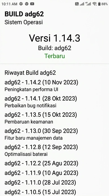 Riwayat Versi adg62 untuk Pengguna Android