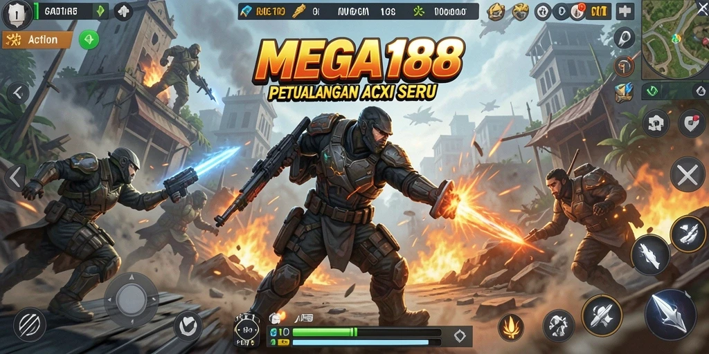 Layar utama MEGA188 menampilkan aksi cepat dan grafis yang mengesankan.