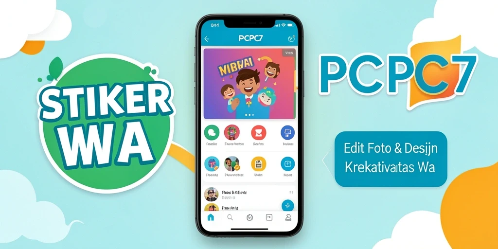 Tampilan antarmuka PCPC7 untuk Pembuat Stiker WA yang intuitif dan menarik.