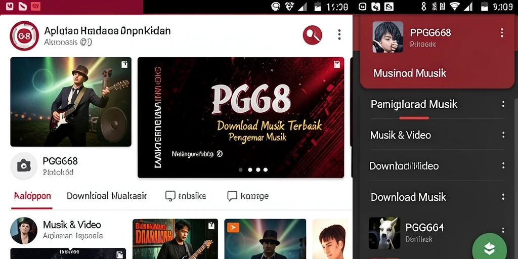 Tampilan antarmuka aplikasi PGG68 untuk Download Musik yang menarik dan mudah digunakan.